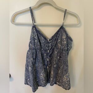 GAP Summer Blue Floral Tank Top